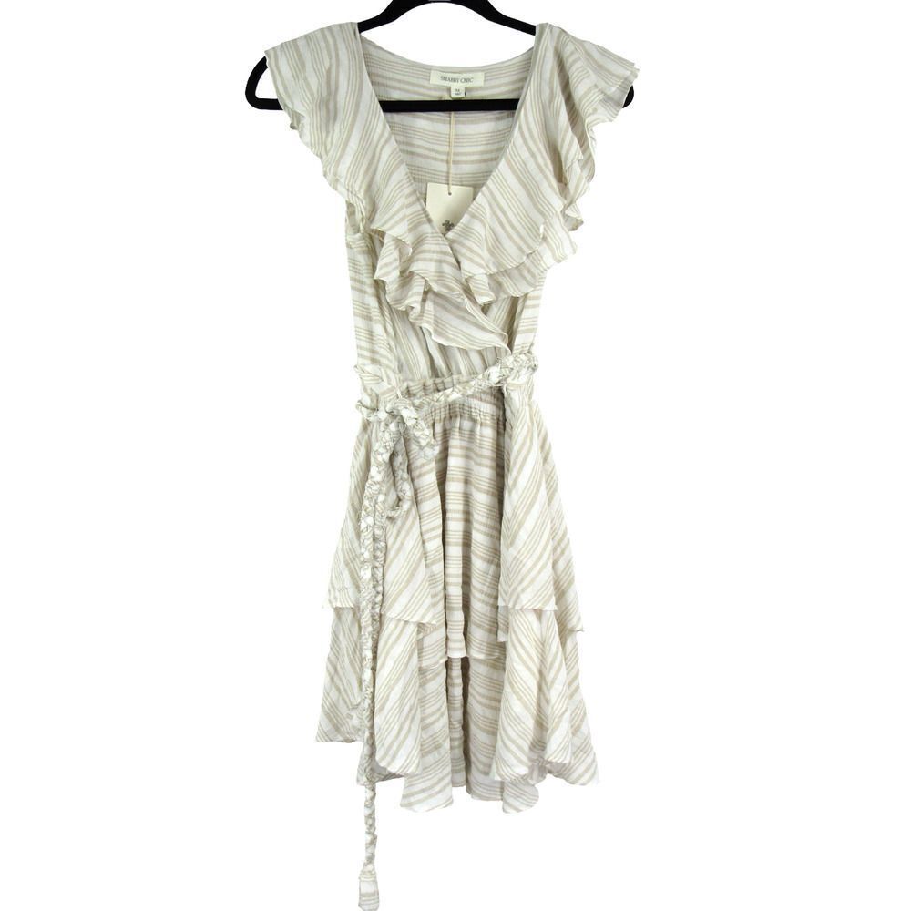 Shabby Chic Brand Ainsley Rayon Blend  Dress in Ivory Natural SZ M